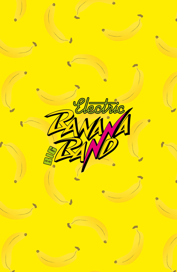 Gul bakgrund med bananer